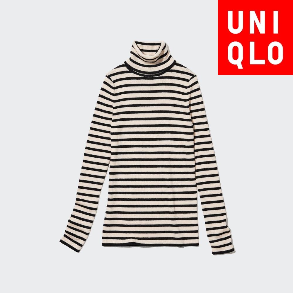 

UNIQLO Extra Fine Мериносовая водолазка с длинными рукавами и полосками