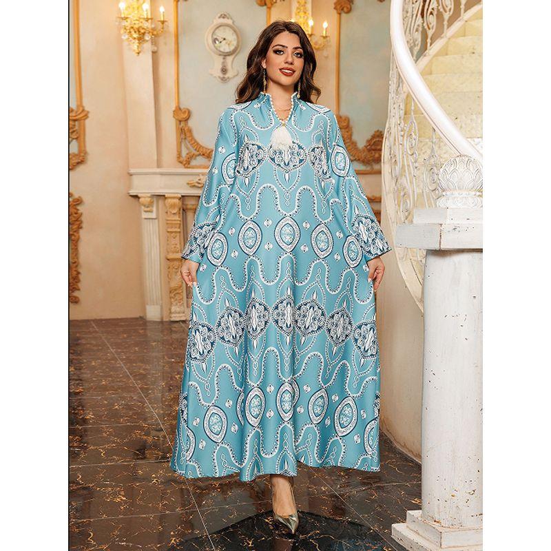Indonesia Middle East Arabia Turkey Saudi Arabia Indonesia Hot Drilling Beads Print Robe Dress Dresses