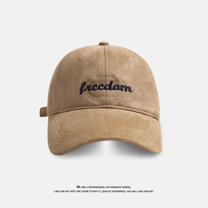 Suede Wide-brimmed Hat Children's Autumn and Winter Letter Embroidery Versatile Baseball Cap Vintage Casual Cap