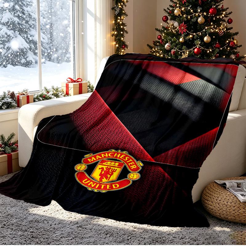 Football United F.C Pattern Blanket for Home Decoration, Bed, Sofa, Car Travel, Camping, Suitable for All Seasons, Birthday Christmas Gift