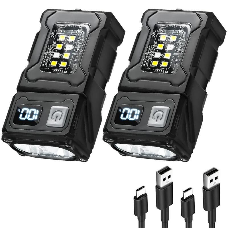 Mini Portable EDC Keychain Flashlight USB Rechargeable Work Emergency UV Detection Torch Bright Outdoor Camping Lantern