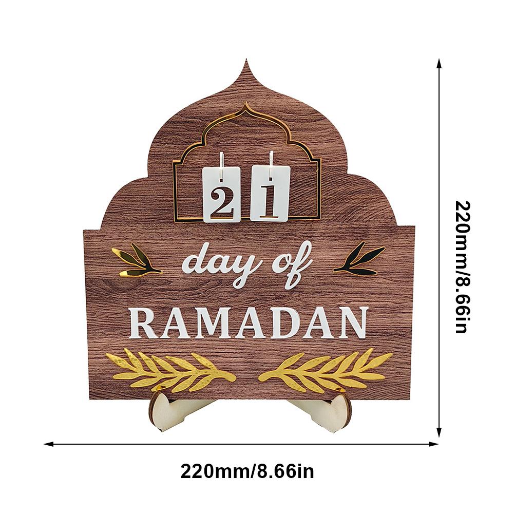 Ramadan Countdown Calendar Plaque Ornament Multifunction Table Centerpiece Exquisite Church Shaped for Islamic Holiday Party
