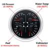 Portable 85Mm 4-In-1 Multifunction Gauge With 0-190Ohms/240-33Ohms Fuel Level Gauge Water Temp Oil Press Voltmeter