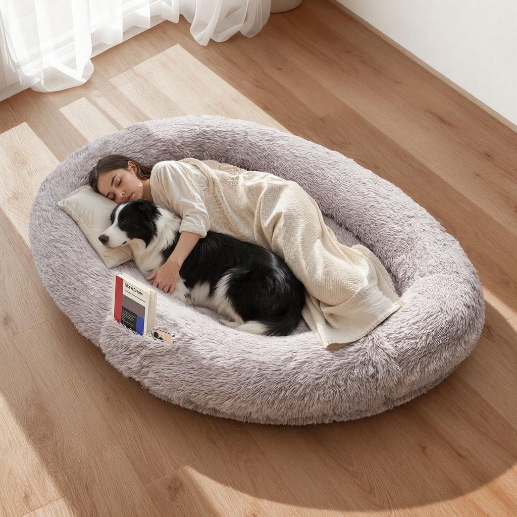 VEVOR Human Dog Bed, 67.32 x 39.37 x 9.4 inch Orthopedic Memory Foam Human Sized Dog Bed, Humans Pet Beds with Side Pocket, Handle & Zipper