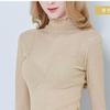 High Neck Mesh Base Shirt Sexy Single-layer Transparent Long Sleeved Inner T-shirt Ins Style Autumn Mushroom Edge Shiny Silk Top