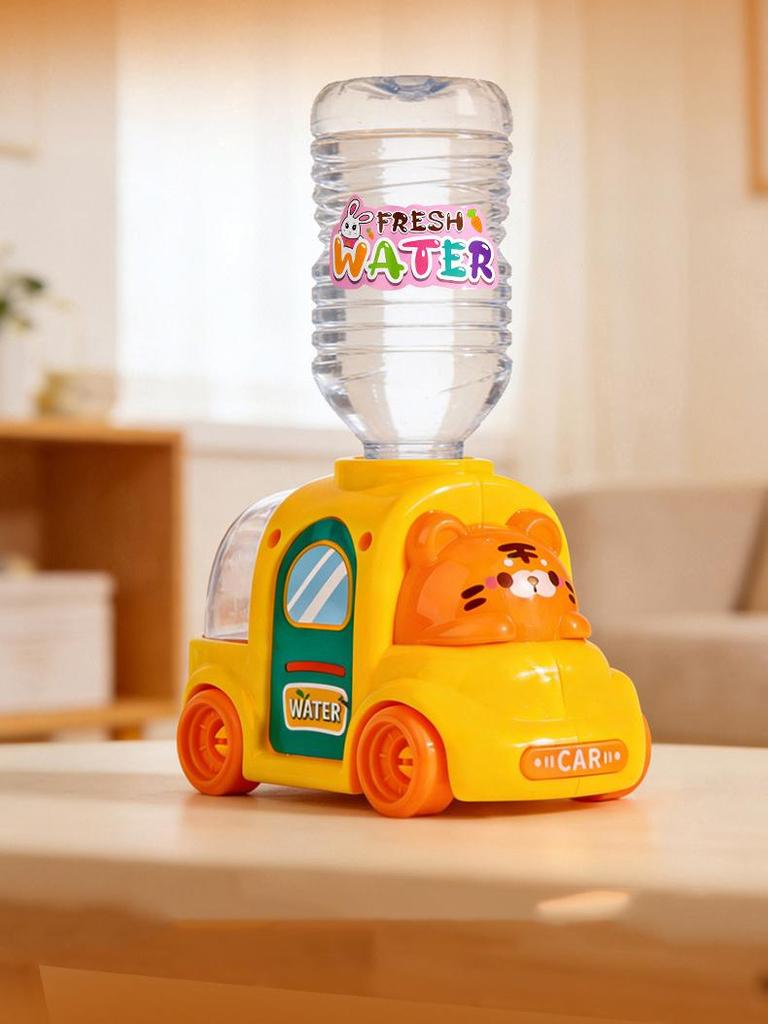 Cartoon Car & Dinosaur Mini Water Dispenser, Press Type Pretend Play Water Drinking Toy for Kids