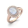 2.42 Cts Oval Moonstone Solitaire 925 Sterling Silver Rose Vermeil Halo Engagement Women Ring