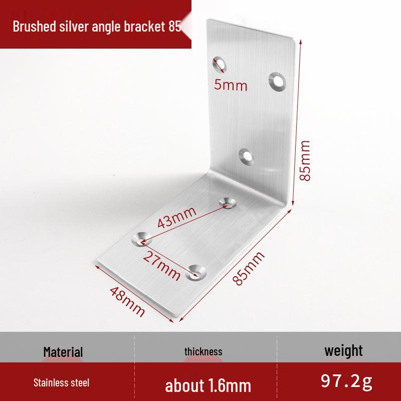 Thickened Stainless Steel 90° L-Shaped Angle Bracket for Shelf and Furniture Support