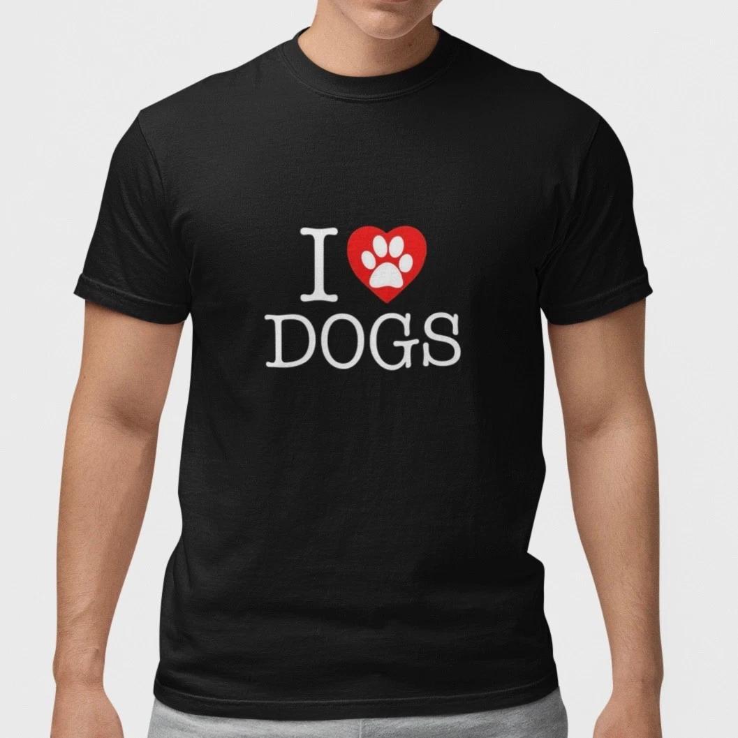 I Love Dogs T Shirt Dog Lover Paw Print Graphic Tee Unisex Gift L