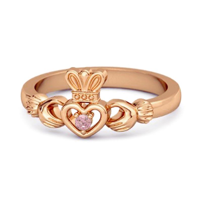 

Pink Topaz Claddagh Irish Heritage Symbol Ring -925 Sterling Silver Rose Gold Vermeil 10.5 рожевий колір золота