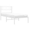 Metal Bed Frame with Headboard White 107x203 Cm