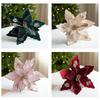 Fleece Fabric Christmas Flowers 25cm Xmas Tree Pendant Gold Glitter Flower  Xmas Holiday Decor