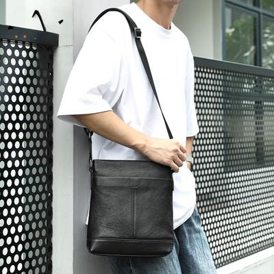 Modische und Einfache Einzelschultertasche Echtes Leder Lässige Vertikale Trendige Umhängetasche Business Leichte Kleine Umhängetasche