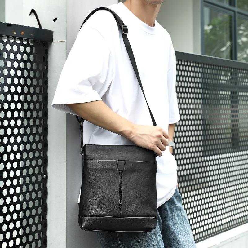 Fashionable and Simple Single-shoulder Bag Genuine Leather Casual Vertical Trendy Crossbody Bag Business Light Small Crossbody Bag