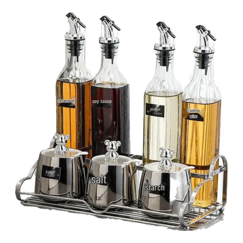 Luxury Ceramic & Glass Spice Jars and Oil Bottles Set