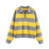 European and American French Women's Clothing, Striped POLO Shirt Neck Knitted Sweater 5536218 5536162