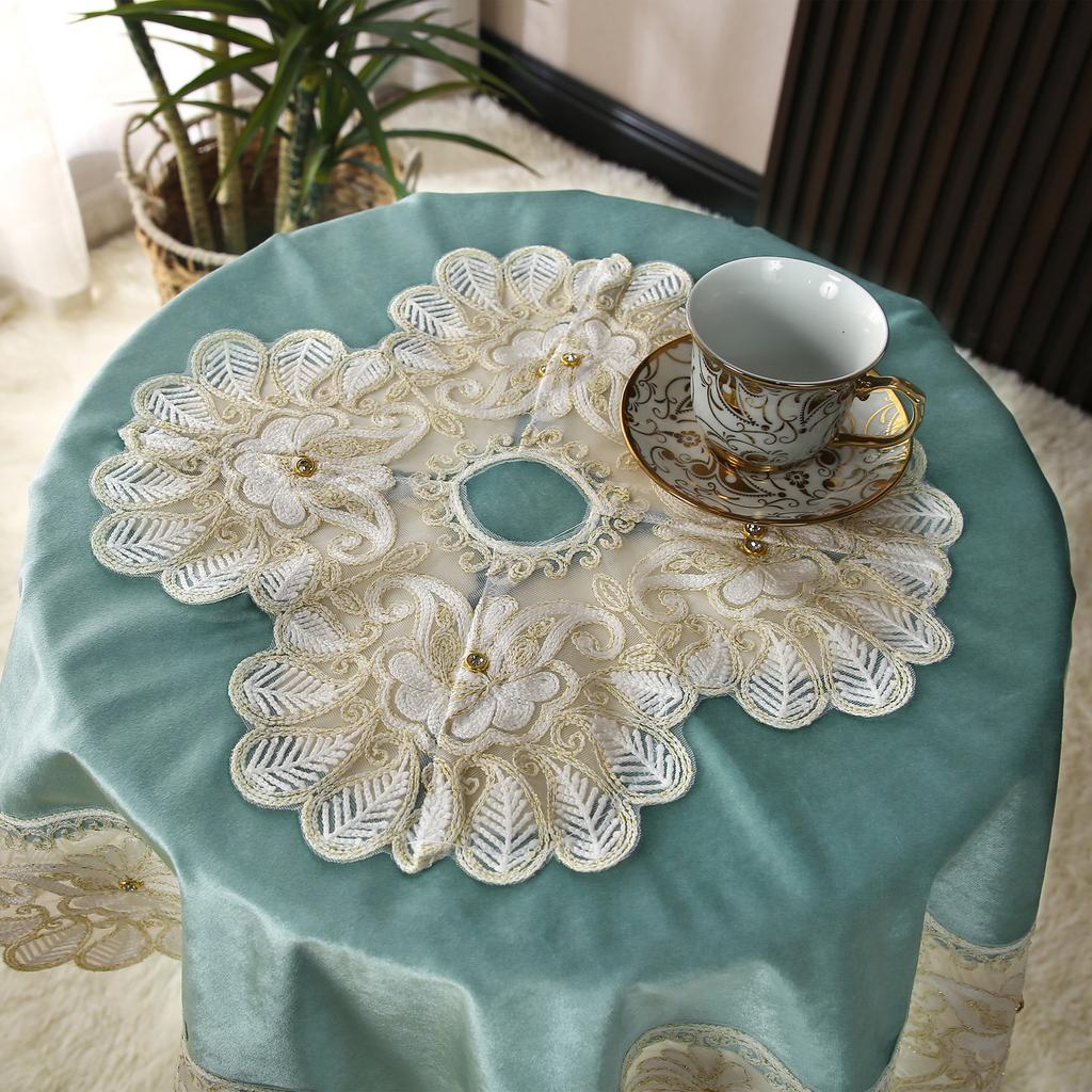 New Light Luxury Tablecloth Suede Plate with Embroidered Diamond High-Grade Tablecloth Home Decorative Tablecloth