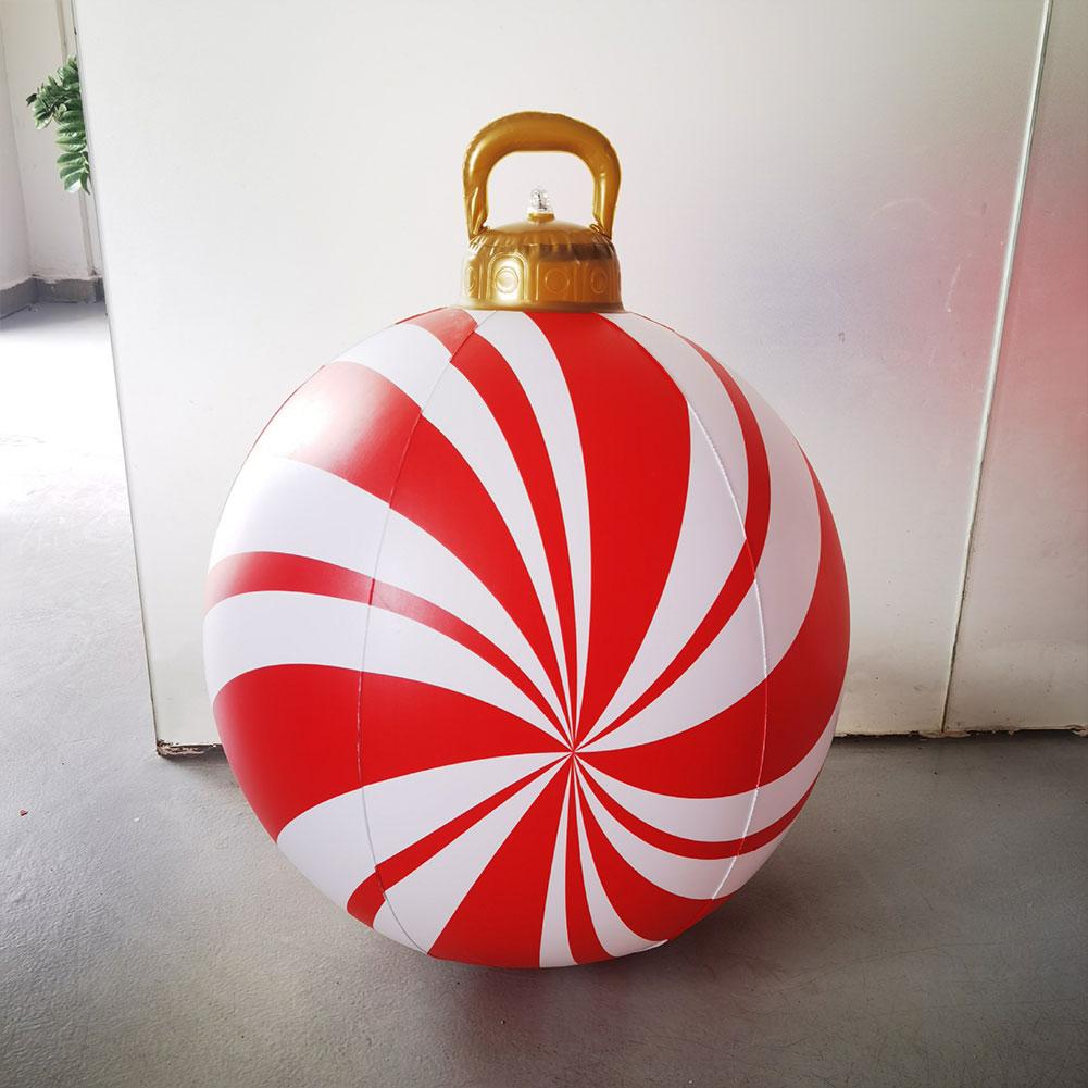 24 Inch Light Up PVC Inflatable Christmas Ball Large Outdoor Decorated Ball New Years Christmas Ornaments Holiday Decor