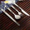 Pure Titanium Tableware Set Household Frosted Knife and Fork Spoon Chopsticks Travel Camping Portable Knife Fork Set