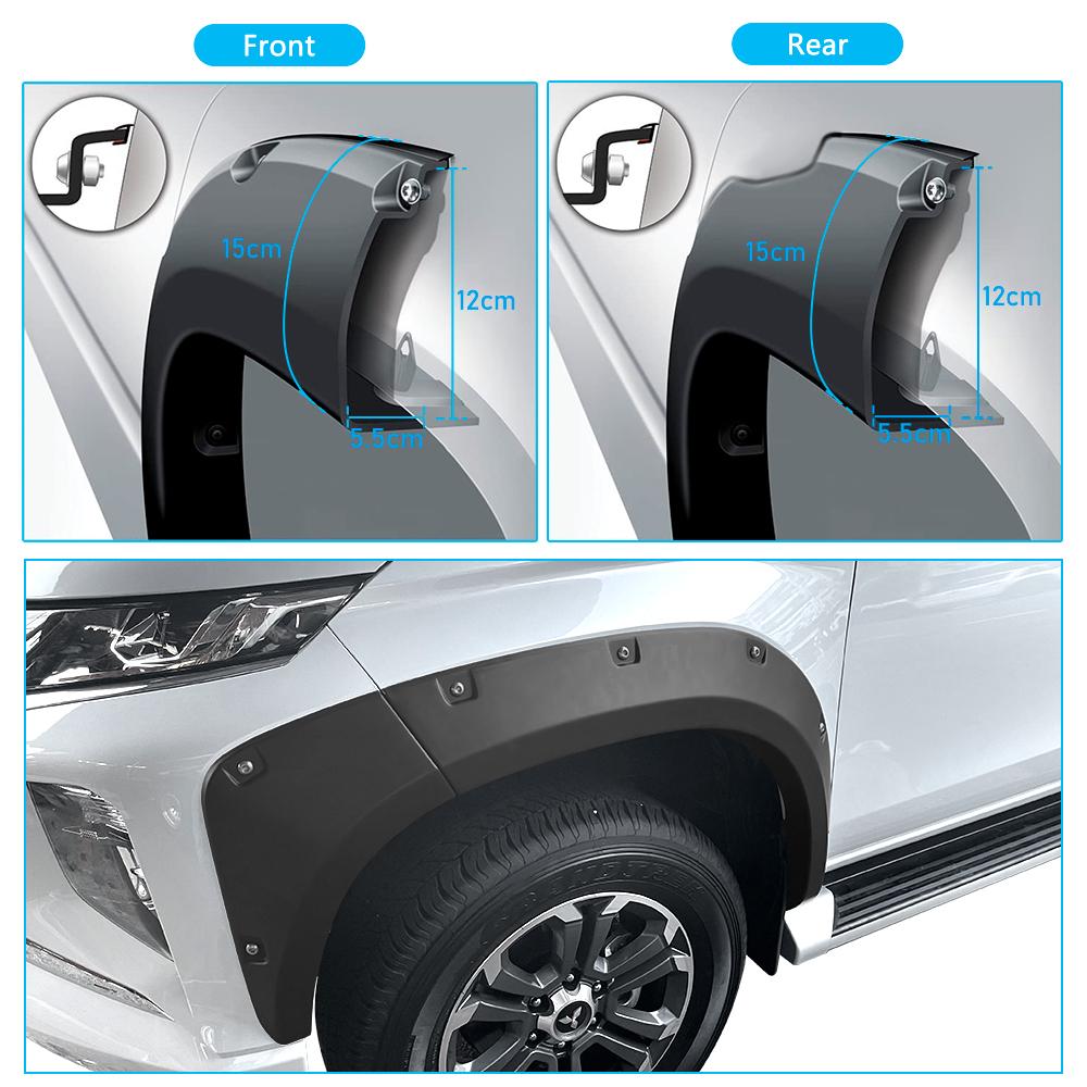 Fender Flares Wheel Arches Protection For Mitsubishi Triton 2019 2020 2025 2025 2025 Matte Black 4X4 Car Accessories Bolt Style