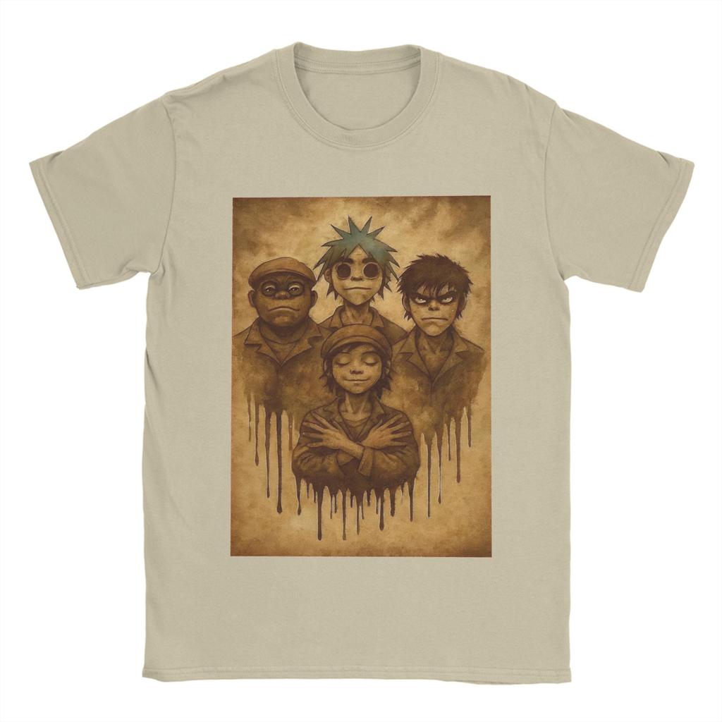 Gorillaz Band T-Shirt Unisex 100% Baumwolle Lustige T-Shirts Rundhals T-Shirt Kurzarm Kleidung Bedruckt