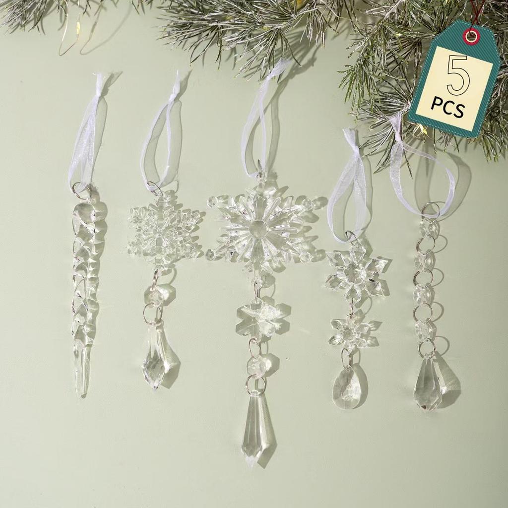 Transparent Snowflake Ice Spikes: Acrylic Christmas Decoration
