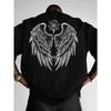 European Size Gothic Chain Wing Print T-Shirt - Gothic Wing Crew Neck Tee, Breathable  Fiber, Slightly Dropped Shoulder Fit, Machine Washable
