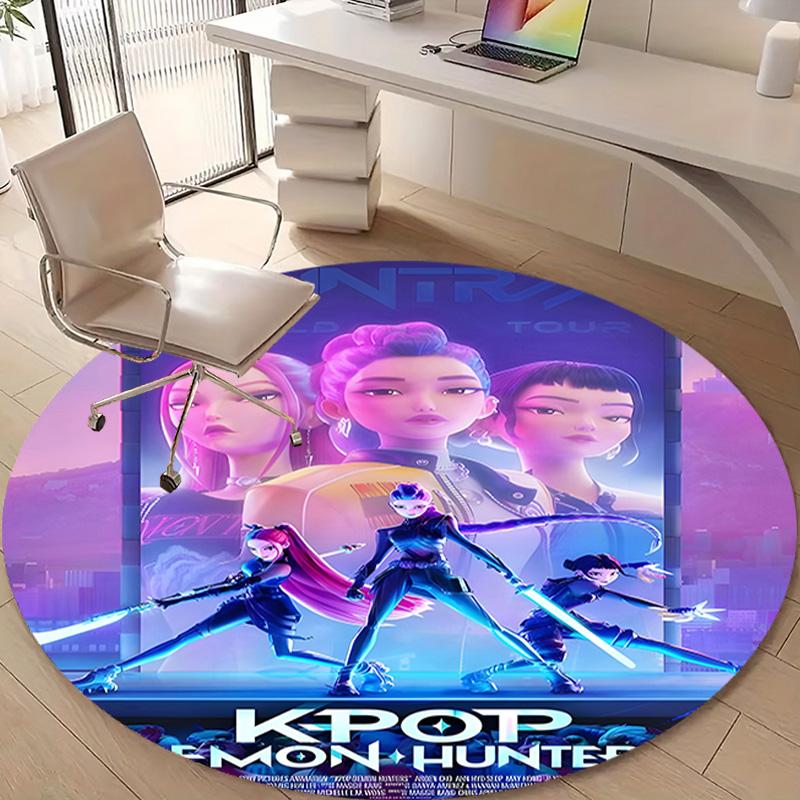 1pc KPop Demon Hunters2 Design Printed Area Round Carpet for Bedroom Living Room Home Decor Rugs Mat Non Slip Mat Rug for Bedside