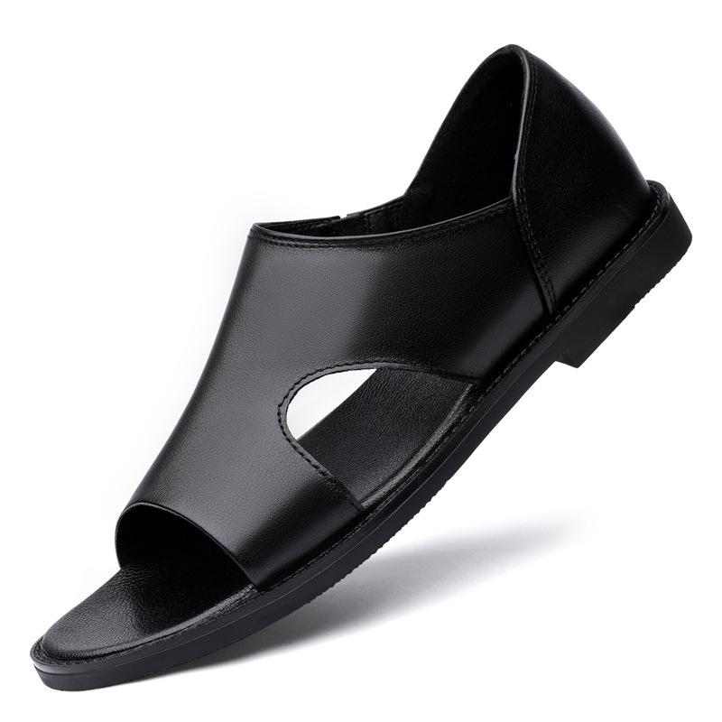 Men s Genuine Leather Cross-Strap Sandals – Soft Sole, Casual Beach Roman Style 42