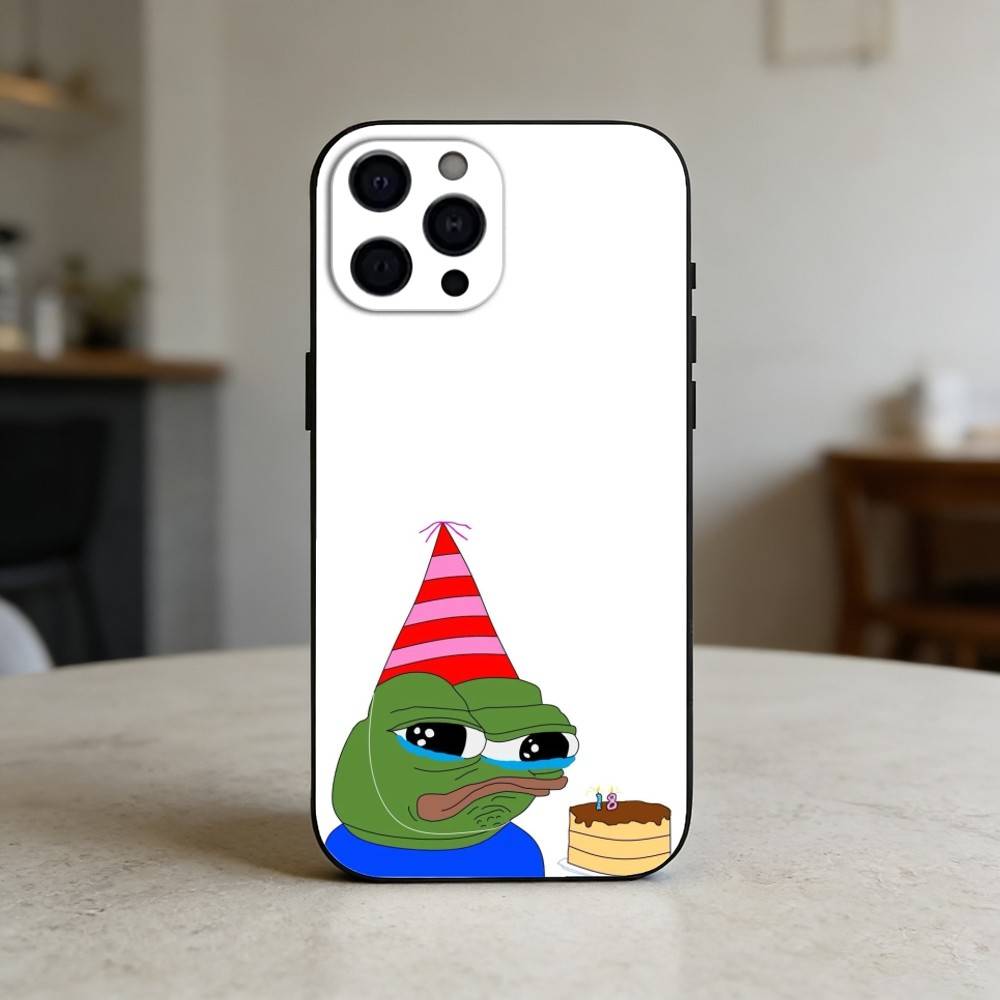 Funny Pepe the Frog Phone Case For iPhone 17,16,15,14,13,12,11 Plus,Pro Max,SE4Soft Silicone Black Cover