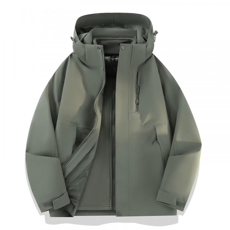 Men Women Waterproof Windproof Outdoor Shell Jacket With Removable Down Insulated Liner 3-in-1 Hooded 2-Piece Set Hiking