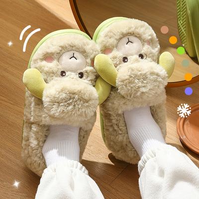 Cotton Slippers Winter Home Indoor Cute Shoes Velvet Warm Cotton Mop Non-slip Thick-soled Slippers