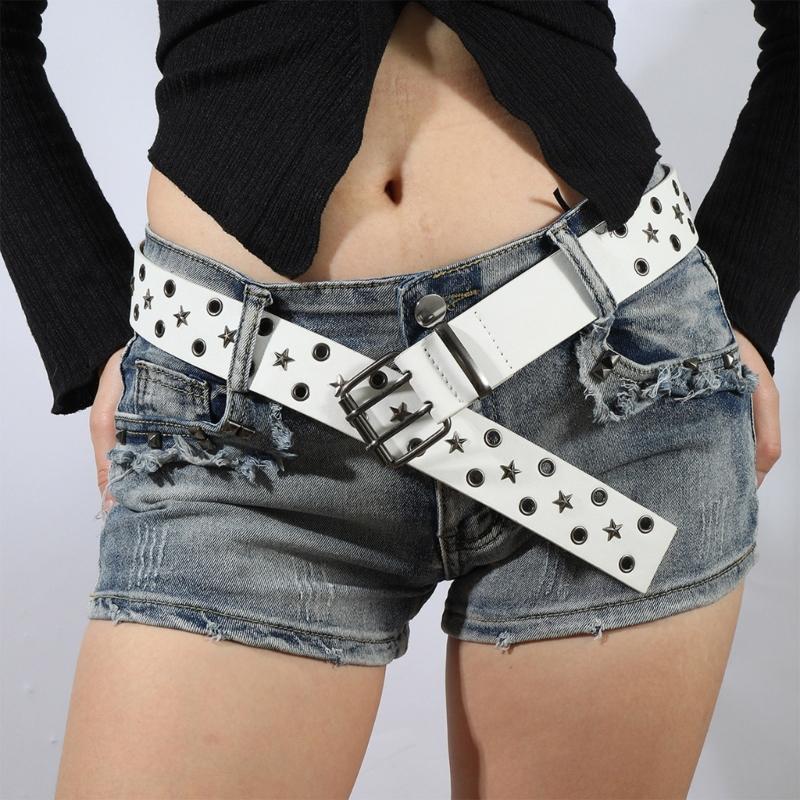 Grommet Waist Belt Punk Star Charm Skinny Chain for Cowboy Grunge Buckle Modern Waistband Waist Chain Studded Belt