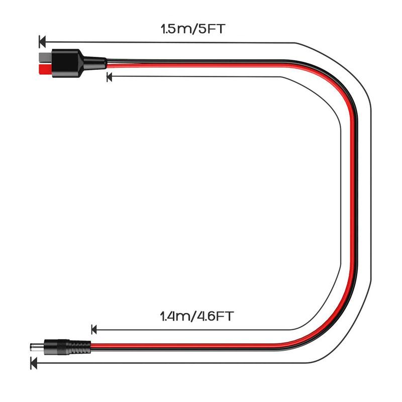 1.5m/5Ft 14AWG DC5521/DC7909 Connector for Anderson Cable for Jackery/BLUETTI/Anker/GRECELL/Goal Zero Yeti Solar Generators Etc.