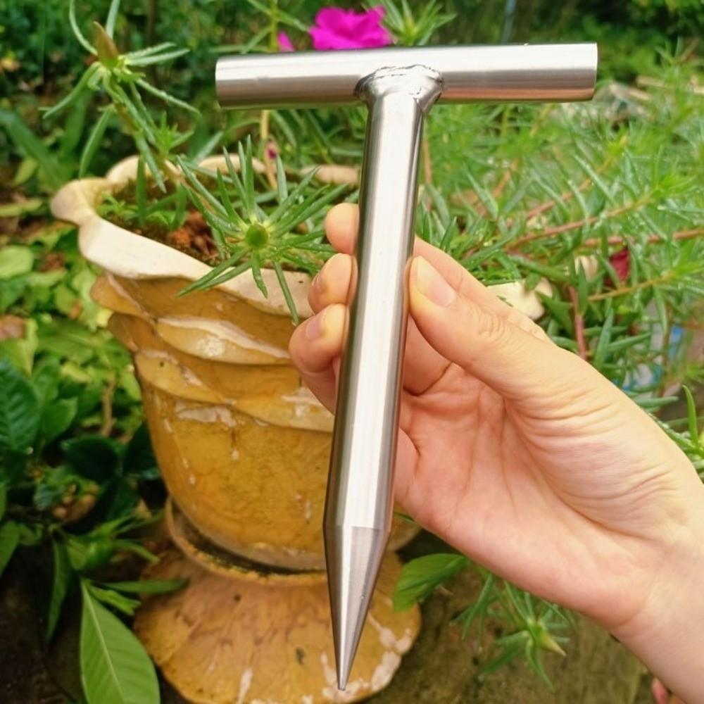 Outil d'excavation de trous pour plantes en forme de T Poignée confortable Planteur d'ampoules Distributeur de plantes Binette manuelle Semis