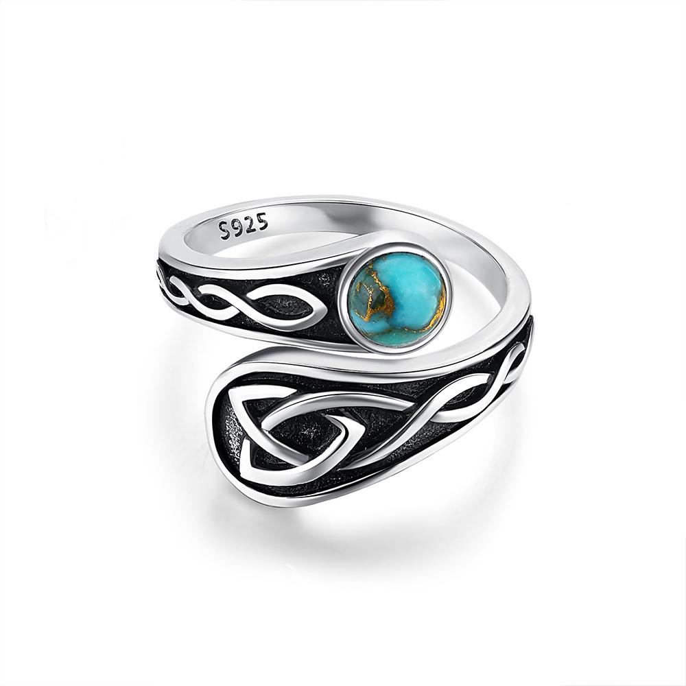Vintage 925 Silver Turquoise Flowe Ring Rings Adjustable for Women jeweley Bohemia Fashion Party Silver Rings
