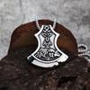Double Wolf Head Celtic Battle Axe Pendant - Viking Rune Punk Style Titanium Steel Men's Jewelry