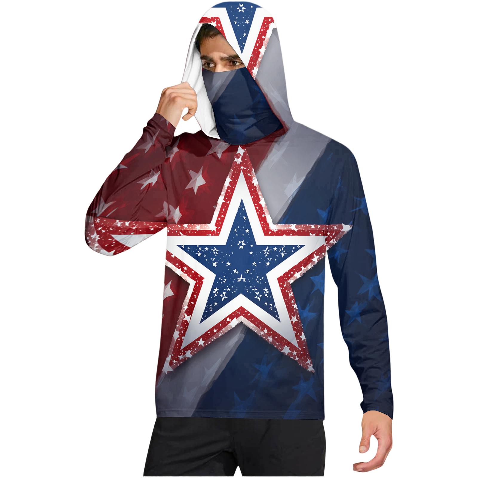 

Men s Casual Hooded Long Sleeve Sunscreen Top XXXL синий