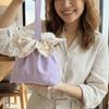 Cute Plaid Flower Drawstring Handbag Sweet Clutch Purse Ins Style Phone Pouch  Shopping