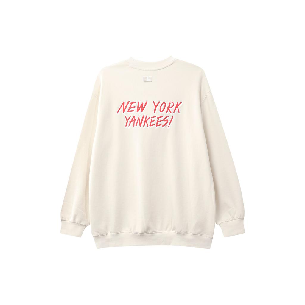 MLB New York Yankees Logo Print Loose Fit Crewneck Sweatshirt Unisex sweatshirt Ivory 31MT04941-50I