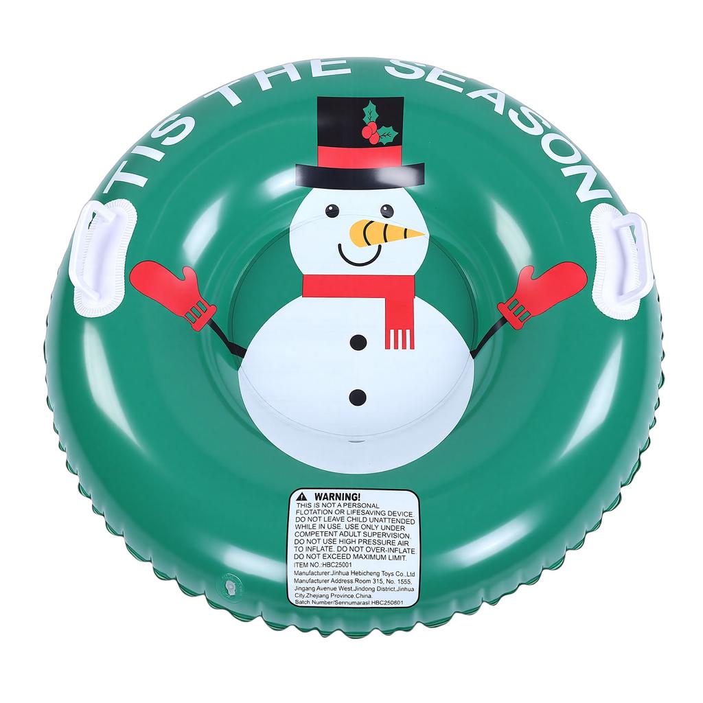 Snow Tube Cold Resistance Heavy Duty Thickened Inflatable Snow Tube Sled with Dual Handles for Whole Family Green