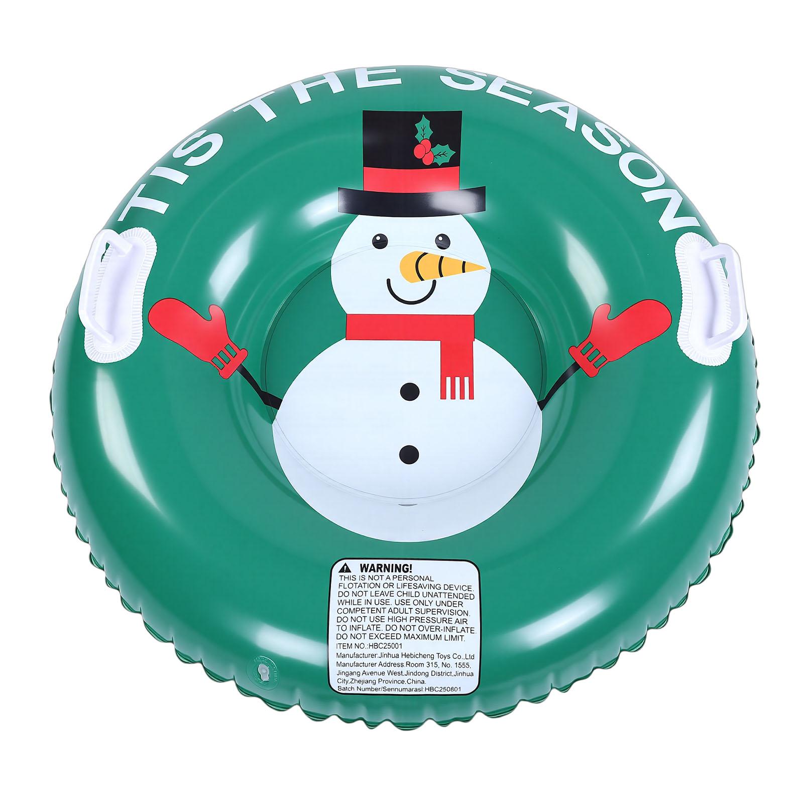 

Тюбинг для снега, морозостойкий, прочный, утолщенный, надувной, санки-тюбинг с двойными ручками для всей семьи, зеленый Snowman