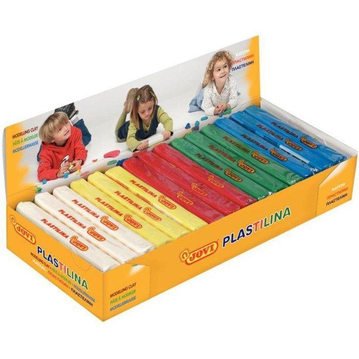 Pâte à modeler - jovi - plastilina - boîte de 15 pains de 150g - 5 couleurs - végétale et réutilisable