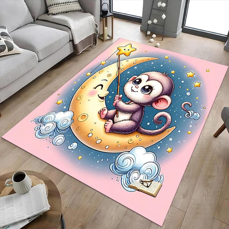 1PC Monkey Star Extra Large Non-Slip Floor carpet, Office, family, bedroom, Studio - Large Area Rug,Longlasting Material-K0373