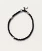 Bonbeau Silver Flower Charms Black Beads Bracelet Silver Flower Charm Black Bead Banding Bracelet