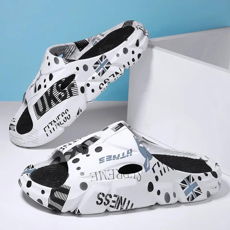 Fashion Men Casual EVA Soft Sole Slippers Trend Thick Platform Outdoor Beach Shoes Couple Indoor Home Slides Bathroom Non-slip Slides