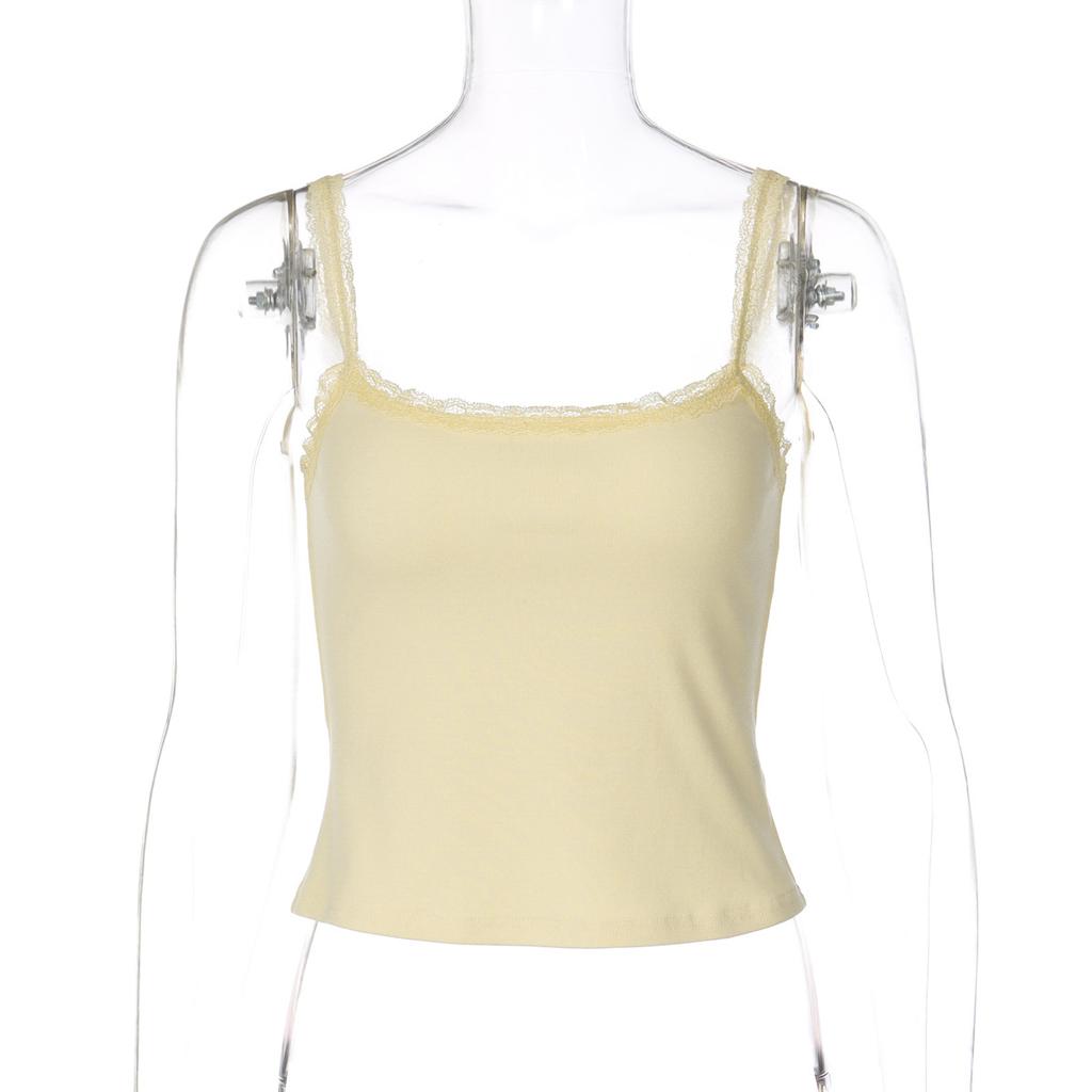 European and American Ins Style Women's Clothing Lace Edge Splicing Sexy Spice Girl Style Undershirt Slim Suspender Small Vest