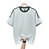 Short Sleeved T-shirt Men's Summer Solid Color Striped Loose T-shirt Round Neck Simple Unisex Top Base Shirt