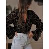 Women Casual Hollow Out Lace Long Sleeve Blouse