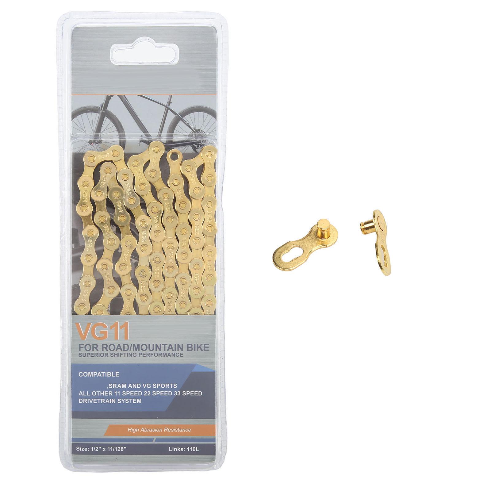 11 Speed Bike Chain 116 Links Mountain Bike Chain Road Bike Chain Accessory Gold Flatbed